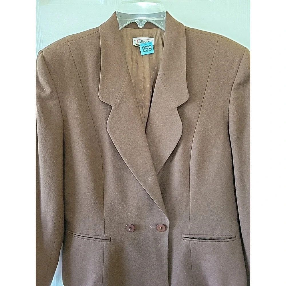 Vintage Talbots Brown Wool Skirt Suit Set Made in USA‎ Size 12 Double Breasted
